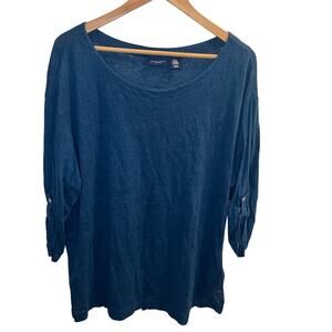 Adrienne‎ Vittadini Women's 100% Linenen 3/4 Sleeve Shirt Size 2x Tunic